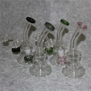 Colorful Thick Mini Dab Rig hookah Glass Bongs Water Pipes 14mm Joint Oil Rigs Small Bong With 4mm Quartz Banger