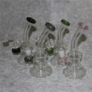 Colorato spesso Mini Dab Rig narghilè Bong in vetro Tubi dell'acqua 14mm Joint Oil Rigs Piccolo Bong con banger al quarzo da 4 mm