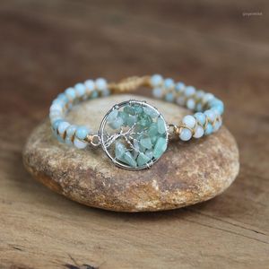 Amazonite Stone Tree of Life Bracciale Yoga Energy Chakra String Beads Braccialetto di fascino intrecciato Donna Uomo Gioielli fatti a mano1