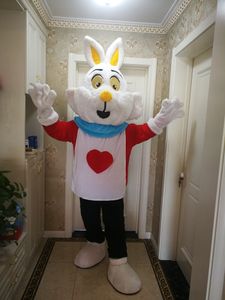 Hot Wysokiej Jakości Prawdziwe zdjęcia Miłość na ubrania Bunny Mascot Costume Darmowa Wysyłka