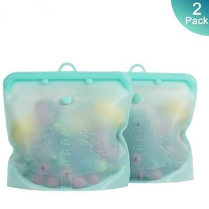 2Pack Silicone Food Bag Kitchen Storage bags 1500ml 1000ml 500ml Leakproof Containers Reusable Fresh Organizer Foods Container Freezer Snack Wrap
