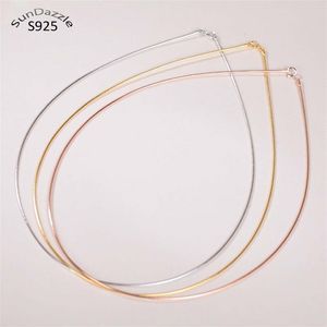 Genuine Real Pure Solid 925 Sterling Silver Necklace for Women Punk Rock Rose Gold Snake Chains Jewelry Female Necklaces 220214