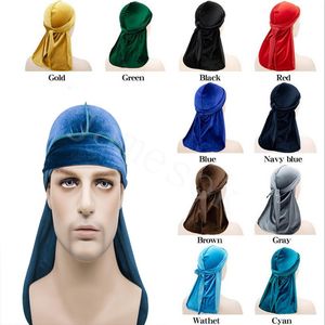 Frauen Männer Lange Schwanz Plain Samt Bandana Turban Hut Durag Kopfbedeckung Piraten Kappe Kopf Wraps DB281