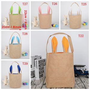 Easter Party Rabbit Ear Gift Bag Easter Bunny Ears Candy Basket Fashion Easters Jute Cloth Tote Bags Pouch Festival Decoration WLY BH4620