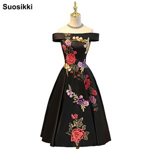Suosikki łódź Neck Herbata Dress Dress 2020 New Aplikacje Stay Formalne Suknie Bestido De Festa Abiye Black Evening Suknia LJ201120