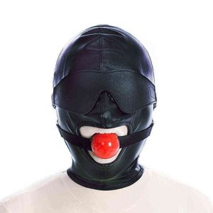 NXY SM Sex Adult Toy Black Detachable Eye Mask Mouth Ball Full-inclusive Headgear Leather Face Bondage Adjustable Adults Games Flirt Tools.1220