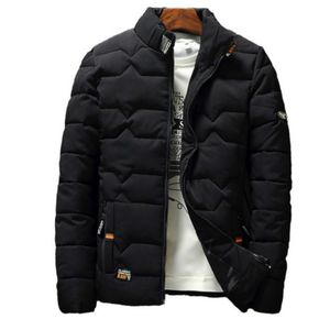 Inverno uomo casual caldo parka spessa giacca con cerniera comoda solido antivento colletto alla coreana uomo oversize abbigliamento sottile 4XL 201203