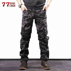 Men's Camouflage Pants Cotton Military Cargo Camo Pants Multi Pocket Hip Hop Joggers Streetwear Overalls Army Combat Trousers 44 H1223