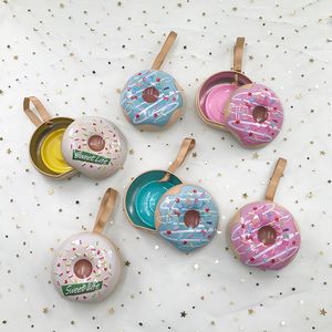 Leere süße Donuts-Wimpernbox für Nerzwimpern, individuelle Private-Label-Streifenwimpernverpackung mit Tablett
