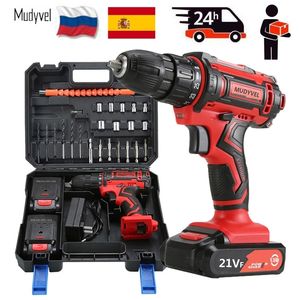 Cordless Drill Power Tools With 2 Batteries 3/8-Inch 2 speed With Toolbox Electric Rotary Tool Cordless Electric Screwdriver 201225
