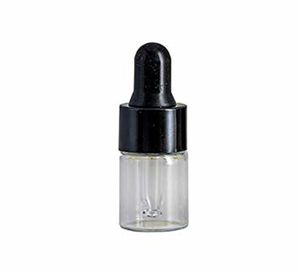 Contagocce 1ml 2ml 3ml 5ml Flacone di siero cosmetico in vetro tubolare trasparente trasparente con coperchio in alluminio nero Campione di laboratorio farmaceutico Piccola fiala di vetro Freeship