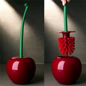 Creative Home Toilet Brush Plastic Bathroom Cleaning Set Creative Lovely Cherry Shape Lavatory Cleaning Products With Base 201214