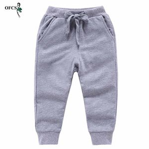 Marke Junge Hosen Fleece Frühling Kinder Elastische Taille Mädchen Hosen Baumwolle Spandex Kinder Casual Sport Hosen Sweat Solid LJ201019