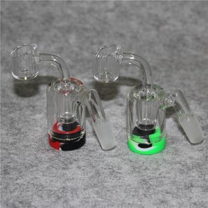 Mini 2inch glas aska catcher reclaimer med 5 ml silikonbehållare 14 mm 18 mm tjock pyrex aska catcher bong vattenrör dabbar riggar
