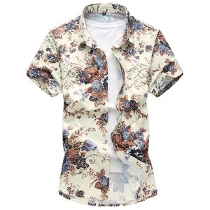 Camisa de verão Mens Casual moda flor cor de manga curta camisas masculinas de algodão de seda de alta qualidade mais tamanho M-6XL 7XL X1218