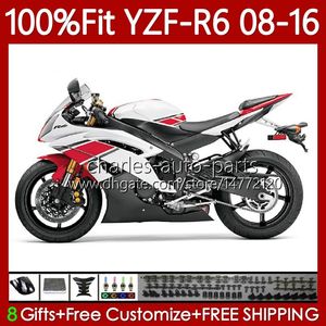 Carene iniezione per YAMAHA YZF-R6 YZF R6 600 R 6 YZF-600 YZFR6 08 09 10 11 12 2013 2014 2015 2016 99No.173 YZF600 Rosso bianco blk 2008 2009 2010 2011 2012 13 1 4 15 16 Corpo OEM