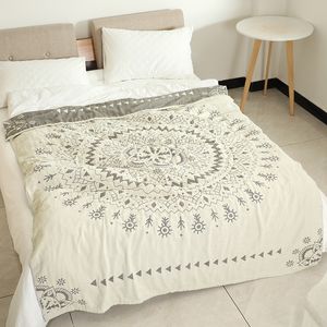 100% Cotton Muslin Autumn Blanket Bed Sofa Throw Breathable Chic Indian Style Bed Cover Soft Throw For Picnic 201113