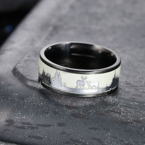 Ny Black Christmas Reindeer Ring Band Glow in the Dark Christmas Ring For Men Women Fashion Jewelry Will and Sandy Gift