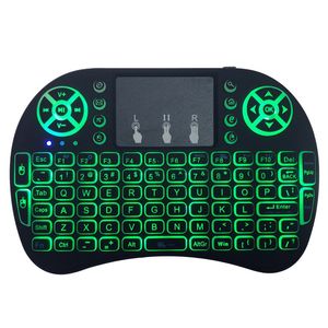Top Quality Gaming Keyboard i8 mini Wireless 2.4g Handheld Touchpad Rechargeable Battery Fly Air Mouse Remote Control with 7 Color Backlight
