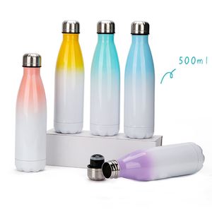 17oz Cola Water Bottle With Gradient Color 500ml Stainless Steel Vacuum Insulated Mugs Outdoor Drinking Cup Free DHL HH22-19