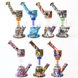 10" Silicone Bong with 14.4mm joint glass bowl Hookahs smoke pipe water bubbler dab oil rig