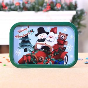 Christmas Decorations Festive Supplies Cute Rectangle Gift Package Tin Box Candy Cookies Biscuit Case Gift1