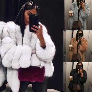 Women Faux Fur Coat Winter High Quality Thick Women Overcoat Warm Plus Size Plush Furry Female Jacket Coat Outerwear XS-5XL