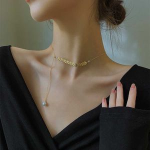 Wholesale famous pearls resale online - Pearl Fairy Willow Chain Pendant Necklace for Women Ins Simple Internet Celebrity Insta famous Choker Neck Jewelry
