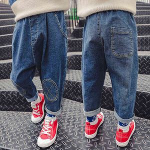 Toddler baby boys jeans höst högkvalitativa denim byxor mode casual patch barn höst byxor jeans 2-8 år pojke byxor 2019 g1220