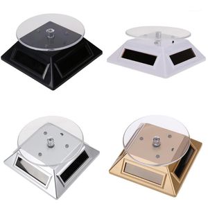 Whole-New Cool Fashion 3LED Color Lights Solar Showcase 360 Turntable Rotating Jewelry Watch Ring Display Stand 037B Creative1303T