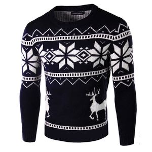 패션 남자 크리스마스 스웨터 영국 스타일 남성 스웨터 사슴 풀오버 순록 스웨터 슬림 O 넥 남자 스웨터 201022
