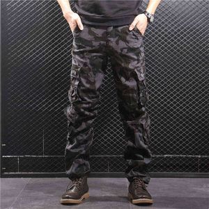 Homens Camuflagem Baggy Carga Calças Masculinas Exército Exército Militar Tactical Comprimento Completo Casual Calças Longo Loose Reta Pant Plus Size 44 H1223