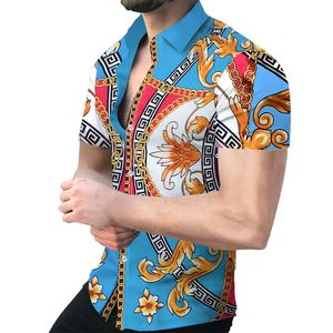 Camisa masculina de manga curta com botão, camisas da moda, tops para homens pequenos, médios, grandes, plus size 2xl 3xl, blusa de roupas com impressão, negócios, casual, confortável, respirável