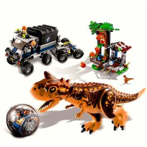 Yeni Bela 10926 595pcs Jurassic World Carnotaurus Gyrosfer Escape Model Yapım Taş Oyuncakları Çocuklar İçin 75929 X0102