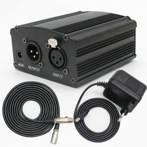 Channel 48V Phantom Power Supply With 2.5M XLR Audio Cable for Condenser Microphone studio Voice Recording Equipment