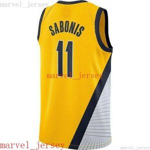 100% Dikişli Domantas Sabonis # 11 Sarı Swingman Jersey XS-6XL Erkek Gerileme Basketbol Formaları Ucuz Erkek Kadın Gençlik
