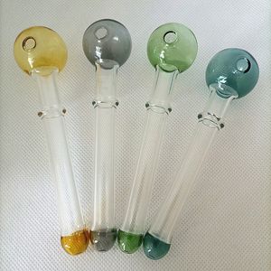 Cachimbo queimador de óleo de vidro Pirex de 4,8 polegadas de espessura para fumar ervas secas Tubo de queima de tabaco com cabo para unhas Cachimbos de mão