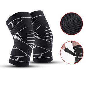 Sport Fitness Stickad Knä Support Pads Bandage Braces Elastic Nylon Sport Compression Sleeve för basket