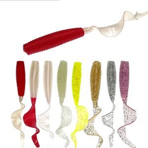 10 pçs/lote isca de pesca isca macia 55/65/75/85mm minhocas iscas artificiais de silicone com cheiro de sal carpa pesca robalo Takcle