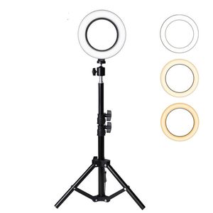 Professionell 6 tums LED-ringljus Foto Studio Camera Light Photography Kit Makeup Video Selfie Fyllningslampa med stativ
