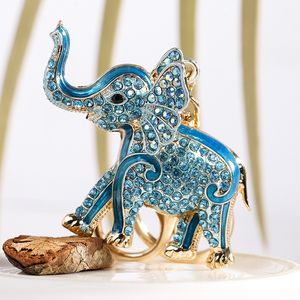 Colorful diamond rhinestone little elephants keychains popular fashion ins luxury designer bag charms keychains for women girls