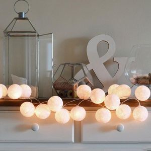 Cotton Decoration Ball Light Chain Night Lights Garland LED String Christmas Kids Bedroom Halloween Outdoor Wedding Patio Party