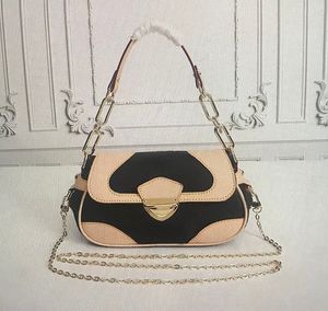 Классическая кожаная сумочка для сумочки с высоким качеством дизайна сплайсинга, Ladies's Chain's Metal Metal Clasb Sudbag Сумка для плеча