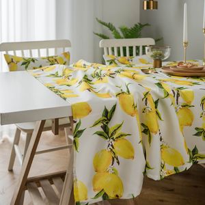 Simanfei Lemon Print Decorative Linen and Cotton waterproof Table Cloth Tablecloth Rectangular Table Cover Home Hotel Textile T200707