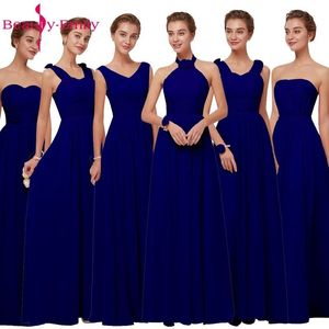Royal Blue Szyfonowe Suknie Druhna Długie Dla Kobiet Plus Rozmiar A Line Bez Rękawów Wedding Party Prom Dresses Beauty Emily