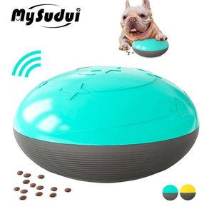 Wielofunkcyjny pies IQ Treat Squeaky Toy Flying Discs Dog Interactive Zabawki Gry Gry Szkolenia Że Żucie Dozownik Żywności Jouet Chien Lj201028
