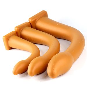 Massaggio Masturbazione femminile Silicone Lungo anale Dildo morbido per le donne Consoladores Anales Pene artificiale maschile Giocattoli del sesso Gode Ventouse