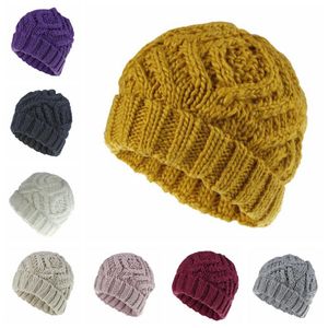 Örme Şapka Katı Rhombus Izgara Yün Beanie Kaba Yün Örgü Kap Sonbahar Kış Moda Rahat Açık Kadın Örme Şapka WMQ CGY765