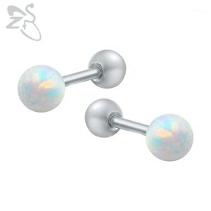 Charming Stud Earrings Round Ball Real Opal Stones Brinco Steel Pierced Ear Studs Birthday Gift For Girls Friend Bijoux1
