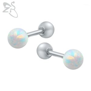 Charmig stud örhängen Runda boll Real Opal Stones Brinco Steel Pierced Ear Studs Födelsedaggåva För Girls Friend Bijoux1